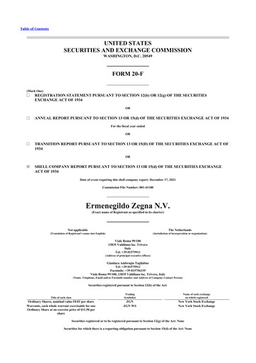 Thumbnail Ermenegildo Zegna 20-F Annual Report 