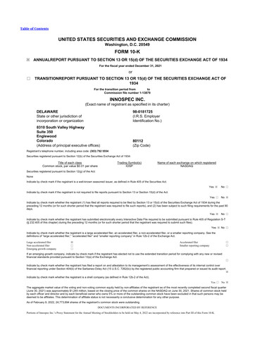 Thumbnail Innospec 10-K Annual Report 2021