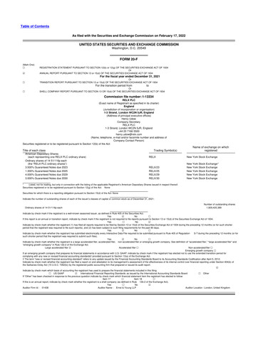 Miniature RELX 20-F Rapport annuel 