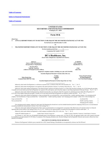 Thumbnail HCA Healthcare 10-K Annual Report 2021