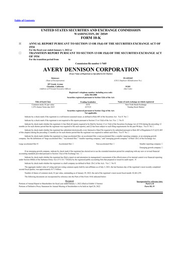 Miniature Avery Dennison
 10-K Rapport annuel 2021