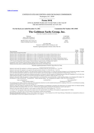 Thumbnail Goldman Sachs 10-K Annual Report 2021