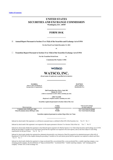 Thumbnail Watsco
 10-K Annual Report 2021