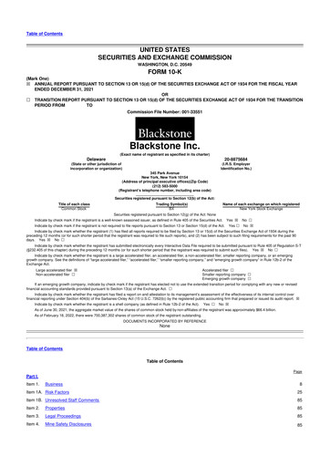 Thumbnail Blackstone Group 10-K Annual Report 
