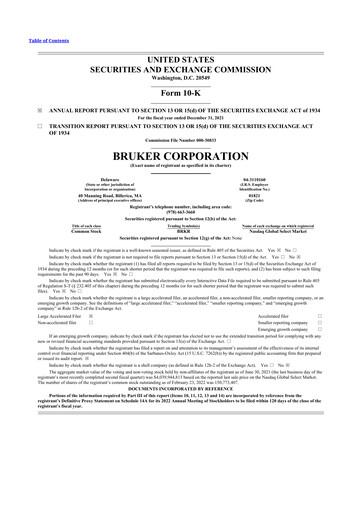 Thumbnail Bruker 10-K Annual Report 2021