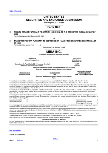 Thumbnail MBIA 10-K Annual Report 2021