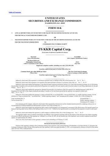 Thumbnail FS KKR Capital
 10-K Annual Report 