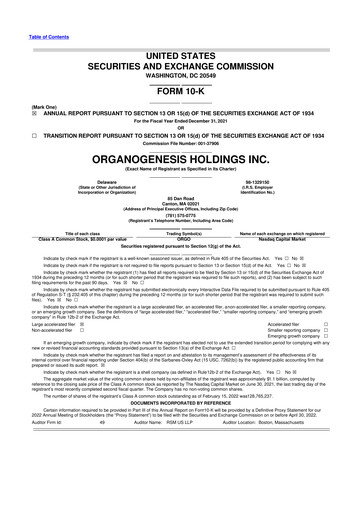 Thumbnail Organogenesis 10-K Annual Report 2021