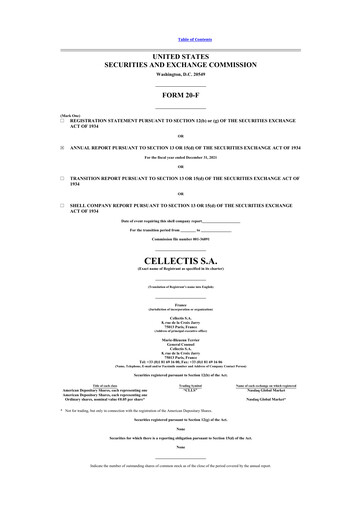 Vorschaubild Cellectis 20-F Jahresbericht 2021