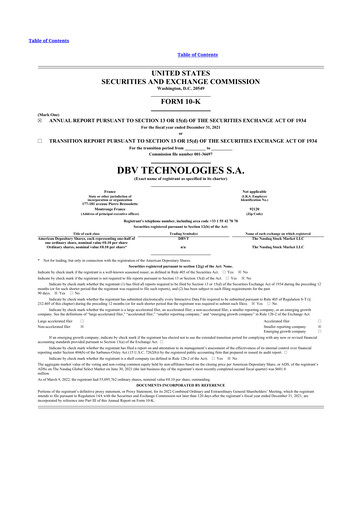 Miniature DBV Technologies 10-K Rapport annuel 2021