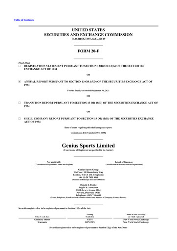 Thumbnail Genius Sports 20-F Annual Report 2021