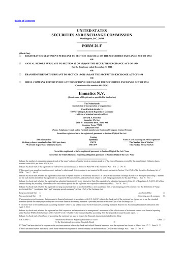 Vorschaubild Immatics 20-F Jahresbericht 