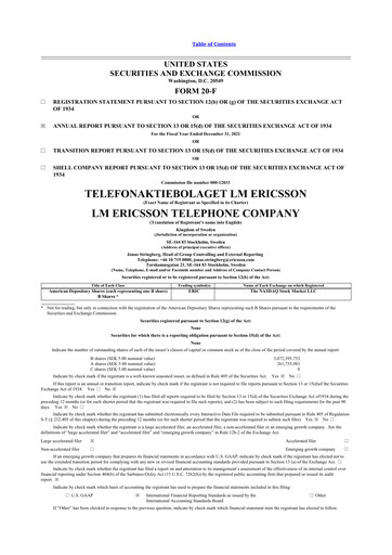 Vorschaubild Ericsson 20-F Jahresbericht 2021