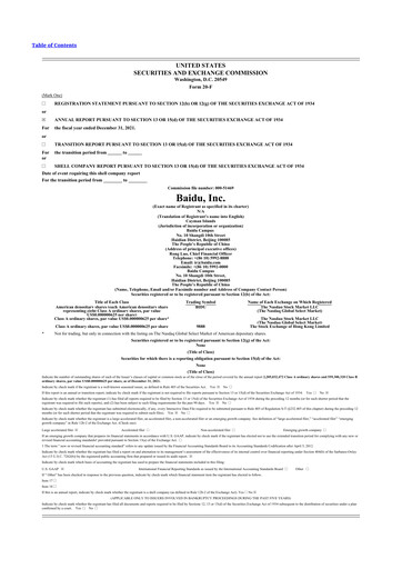 Thumbnail Baidu 20-F Annual Report 2021