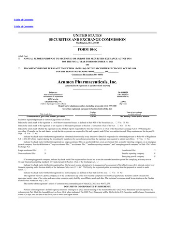 Thumbnail Acumen Pharmaceuticals 10-K Annual Report 2021