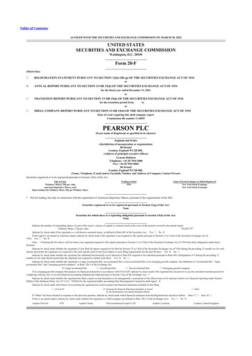 Thumbnail Pearson 20-F Annual Report 2021