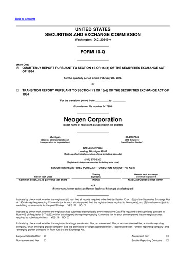 Thumbnail Neogen 10-Q Quarterly Report FY2022 