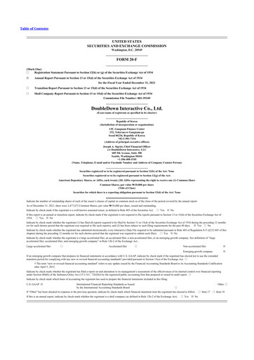 Thumbnail DoubleDown Interactive 20-F Annual Report 2021