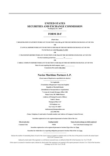 Thumbnail Navios Maritime Partners 20-F Annual Report 2021