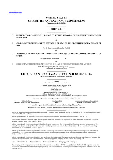 Thumbnail Check Point Software 20-F Annual Report 2021