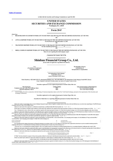 Thumbnail Shinhan Financial Group
 20-F Annual Report 2021