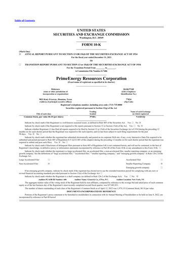 Thumbnail PrimeEnergy Resources 10-K Annual Report 2021