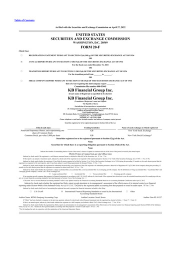 Thumbnail KB Financial Group 20-F Annual Report 2021