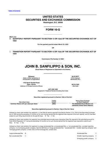 Thumbnail John B. Sanfilippo & Son 10-Q Quarterly Report FY2022 