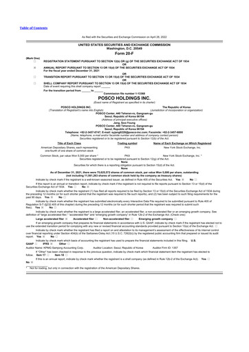 Thumbnail POSCO 20-F Annual Report 2021