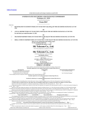 Miniature SK Telecom 20-F Rapport annuel 2021