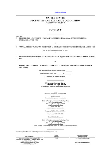 Miniature Waterdrop Inc. 20-F Rapport annuel 2021