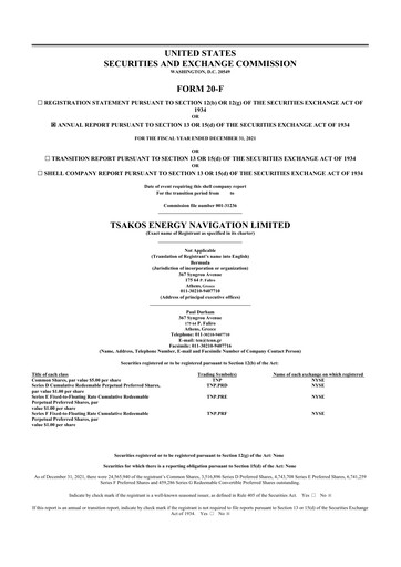 Thumbnail Tsakos Energy Navigation 20-F Annual Report 2021