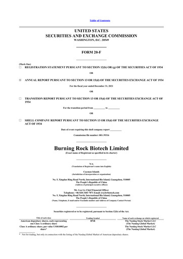 Thumbnail Burning Rock Biotech 20-F Annual Report 2021