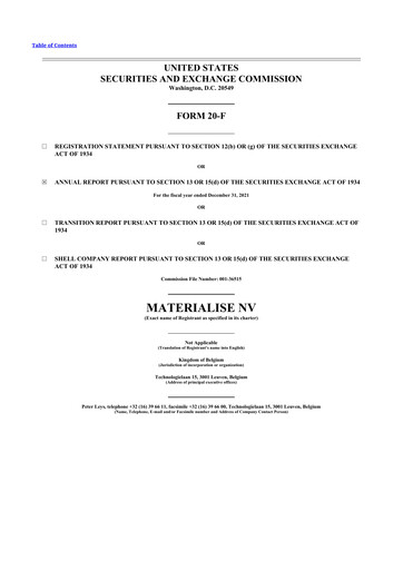 Thumbnail Materialise NV 20-F Annual Report 2021