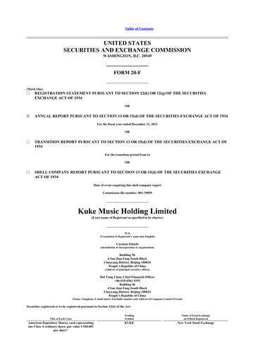 Thumbnail Kuke Music Holding 20-F Annual Report 2021