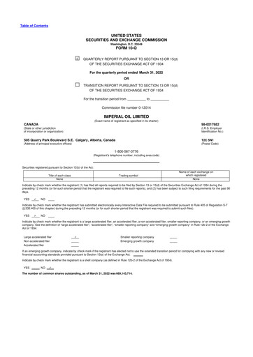 Vorschaubild Imperial Oil
 10-Q Quartalsbericht 2022 
