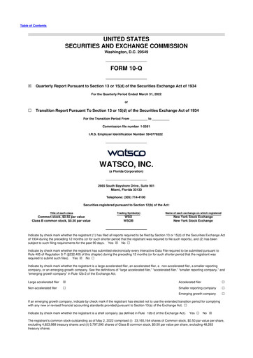 Thumbnail Watsco
 10-Q Quarterly Report FY2022 