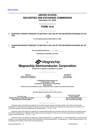 Miniature Magnachip Semiconductor 10-Q Rapport trimestriel 2022 