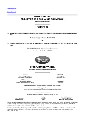 Miniature Trex 10-Q Rapport trimestriel 2022 