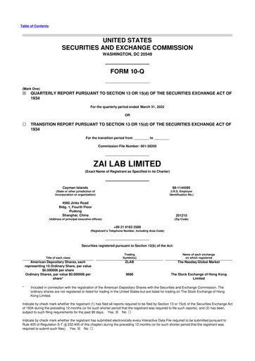 Thumbnail Zai Lab 10-Q Quarterly Report FY 