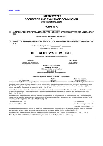 Thumbnail Delcath Systems 10-Q Quarterly Report FY2022 