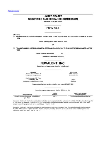 Thumbnail Nuvalent 10-Q Quarterly Report FY2022 