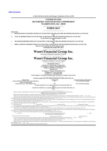 Thumbnail Woori Financial Group 20-F Annual Report 2021