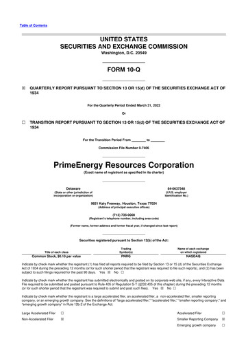 Thumbnail PrimeEnergy Resources 10-Q Quarterly Report FY2022 