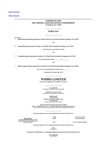 Thumbnail Wipro 20-F Annual Report 2022