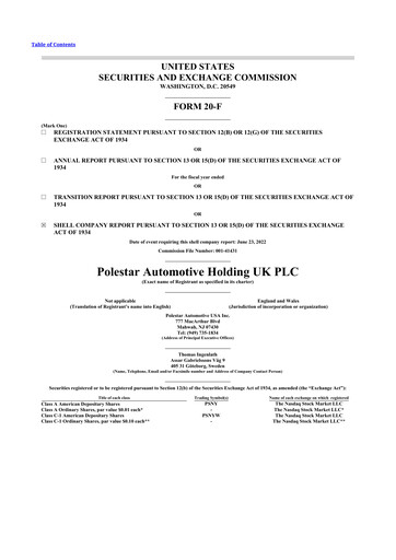 Thumbnail Polestar 20-F Annual Report 