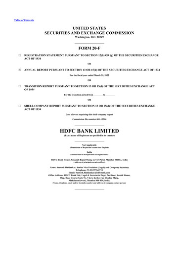 Miniature HDFC Bank 20-F Rapport annuel 2022