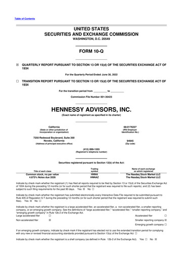 Thumbnail Hennessy Advisors 10-Q Quarterly Report FY2022 