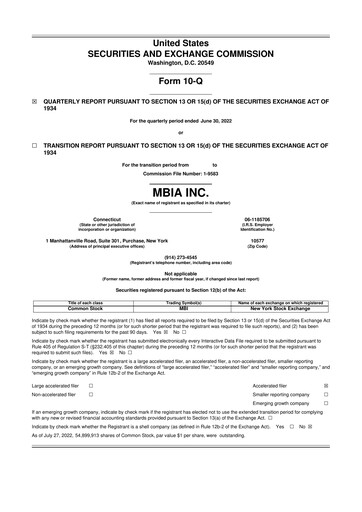 Thumbnail MBIA 10-Q Quarterly Report FY2022 