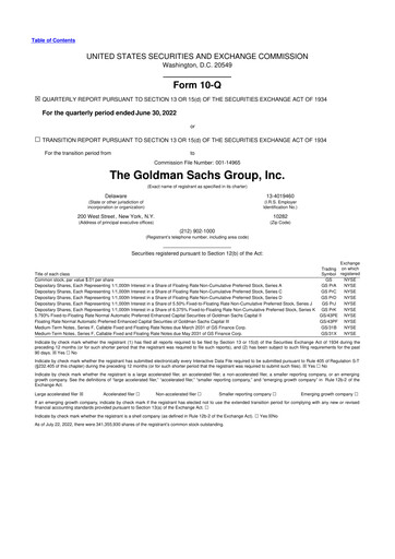 Thumbnail Goldman Sachs 10-Q Quarterly Report FY2022 